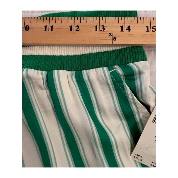 ANTHROPOLOGIE NWT Silky Bermuda Boxer Shorts Green-White Women's Sz S - Picture 7 of 10